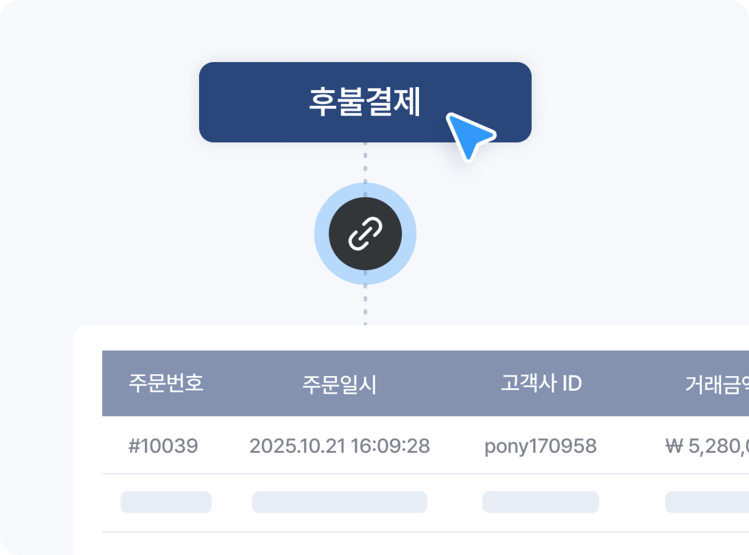 후불결제 버튼 하나로 

즉시 연동