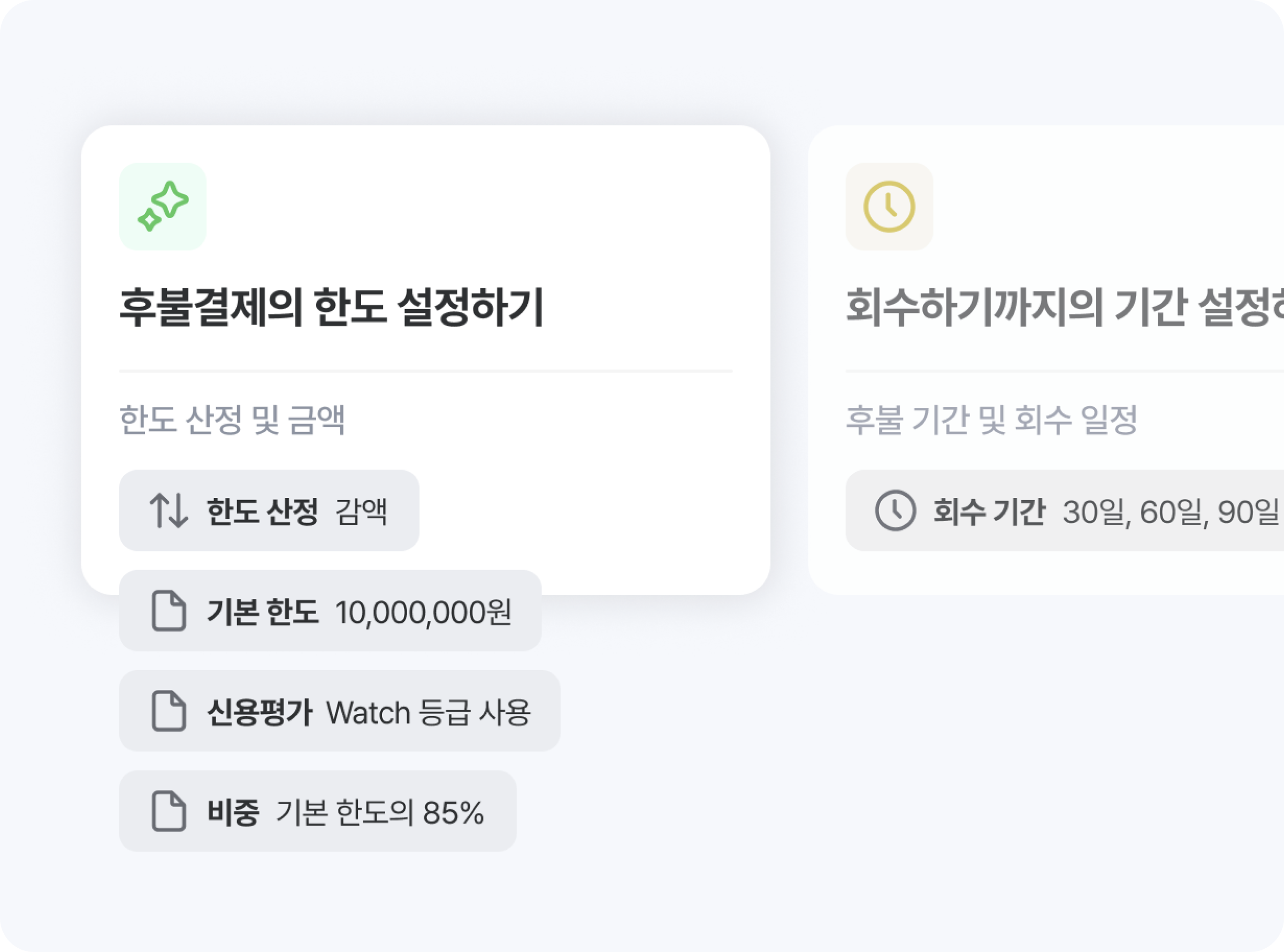 한도 · 기간 · 수수료를 

자유롭게 조정